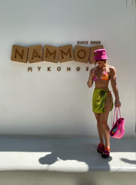 Mykonos, bikini, holiday, nammos outfits, beach holiday, party holiday, ootd, beach wear Mykonos Outfit, Holiday Ootd, Ootd Beach, Mykonos Beaches, Pool Party Outfits, Vacation Essentials, Day Club, Ibiza Outfits, Trip Outfits