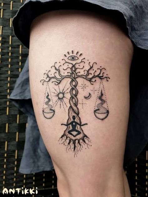 Libra Zodiac Tattoos, Balance Tattoo, Sacred Heart Tattoos, Horoscope Tattoos, Libra Tattoo, New Tattoo Designs, Zodiac Tattoos, Dope Tattoos For Women, Badass Tattoos