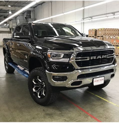 2019 Ram 1500 Laramie Lifted, Ram Trucks 1500, Black Truck, Cummins Trucks, Lowered Trucks, Dodge Trucks Ram, Truck Yeah, Jacked Up Trucks, Dodge Ram 3500