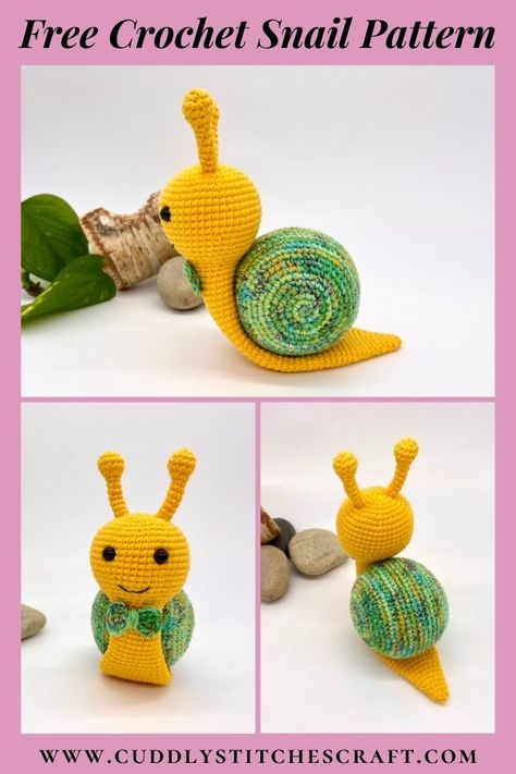 Crochet Snail Plush, Crochet Amigurumi Multicolor Yarn, Crochet Small Snail Free Pattern, How To Crochet A Snail, Amigurumi Snail Free Pattern, Snail Amigurumi Free Pattern, Crochet Snail Pattern Free, Snail Crochet Pattern Free, Crochet Animals Free Patterns Amigurumi