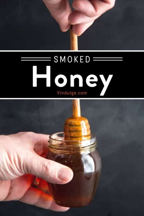 Smoked Honey adds a delicious smoky flavor to any dish you typically use honey for. Whether cookies, butter, or simply a honey drizzle on a cheese plate, this easy recipe for homemade smoked honey will be the next conversation starter for your next backyard event. It also makes a great gift for the holidays! Flavoured Honey Recipe, How To Make Flavored Honey, Honey Smoked Salmon, Hickory Smoked Bbq Sauce, Backyard Event, Smoked Honey, Hot Honey Recipe, Honey Cocktail, Honey Drizzle