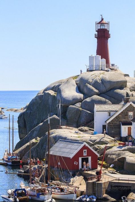 Lighthouse Living, Fishing Town, Beautiful Norway, Lighthouse Photos, Lighthouse Pictures, Beautiful Lighthouse, Water Tower, Watercolor Inspiration, A Rock