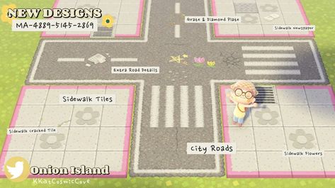 Acnh Pink City Path, Acnh Pink Sidewalk, Acnh Kidcore City Codes, Acnh Kidcore Road Codes, Acnh Kidcore Path, Acnh Sakura, Animal Crossing Road Codes, Acnh Zen Garden, Anch Ideas