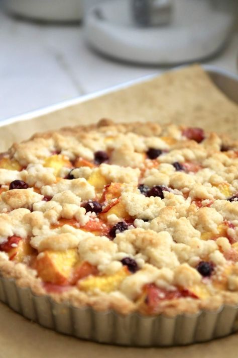 Chocolate Cream Tart, Peach Blueberry Crumble, Peach Tart Recipes, Blueberry Crumble Recipes, Crumble Tart, Key Lime Tarts, Jenny Steffens Hobick, Peach Tart, Blueberry Tart