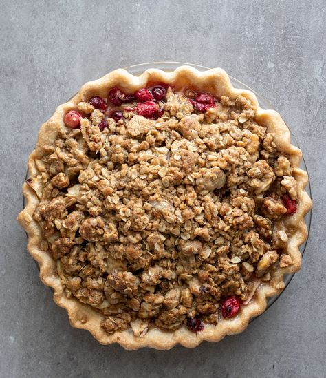 Apple Cranberry Pie with Walnuts and Crumb Topping - A Red Spatula Apple Cranberry Tart, Cranberry Walnut Pie, Apple Cranberry Crumble, Cranberry Apple Pie, Ready Made Pie Crust, Apple Cranberry Pie, Cranberry Tart, Walnut Pie, Fall Pies