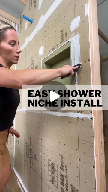 Shower Wall Shelves Built Ins, Recessed Shampoo Niche, Diy Shelves For Small Bathroom, Shower Nib Wall Small Bathrooms, Corner Shelf In Shower Tile, Tiny Shower Tile Ideas, His And Her Shower Niche, Installing Tile Shower Walls, How To Tile Shower Niche