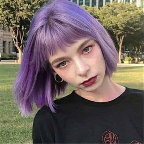 Lavender Hair Dye, Cool Wig, Wig Cute, Wig Short Hair, Pastel Purple Hair, Short Straight Wig, Hair Casual, Lavender Hair Colors, Light Purple Hair