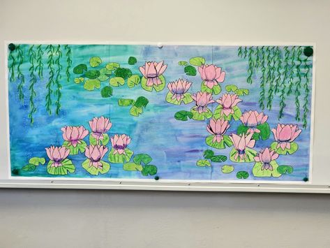 Cloud Monet, Decoration Classroom, Monet Inspired, Group Art Projects, Collaborative Art Projects, Monet Art, Water Lilly, Group Art, Collaborative Art