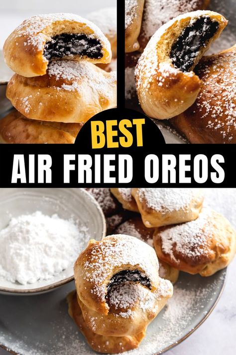 Airfryer Fried Oreos, Air Fried Funnel Cake, Air Fried Oreos Recipe, Homemade Fried Oreos, Oreo In Air Fryer, Recipes That Use Pancake Batter, How To Make Fried Oreos In Air Fryer, Fried Oreos Air Fryer Pancake Batter, Air Fryer Oreos With Pancake Batter