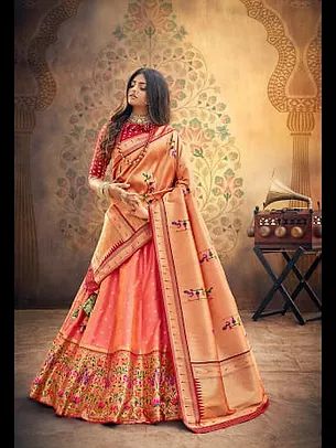 Lahenga Choli | The Silk Trend Paithani Dupatta, Paithani Lehenga, Lehenga Dupatta, Lengha Choli, Indian Designer Sarees, Choli Designs, Utsav Fashion, Wedding Saree Indian, Party Wear Lehenga