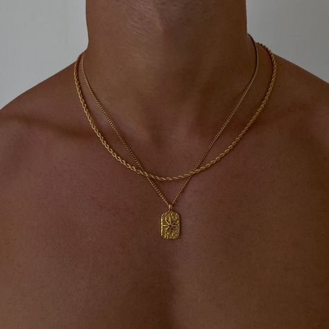 Men’s Layered Chains, Mens Gold Chain With Pendant, Necklace Stack Men, Men S Jewelry, Mens Accessories Necklace, Gold Pendants For Men, Men's Piercings, Man Necklace, Gold Necklace For Men