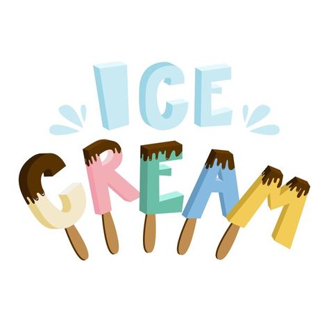 Ice Cream Lettering, Ice Cream Typography, Ice Cream Festival, Ice Cream Background, Ice Cream Cartoon, Food Typography, Ice Cream Logo, Party Font, Ice Cream Illustration