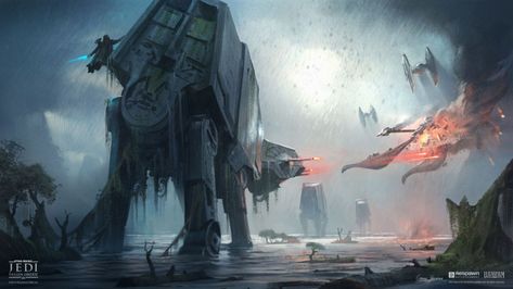 The Art Of Star Wars Jedi: Fallen Order Star Wars Video Games, Canyon City, Star Wars Jedi Fallen Order, Jedi Fallen Order, Star Wars Gif, Star Wars Background, Star Wars Vehicles, Star Wars Games, Star Wars Concept Art