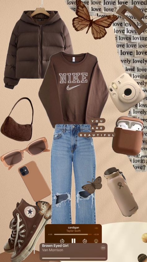 A brown outfit.🧸🤎 #outfitinspo Casual Brown Outfits, Outfits With Brown Dunks, Brown Sneakers Outfit, Brown Everyday Fall Hoodie, Brown Sweatshirt Outfit, Brown Crewneck Outfit, Trendy Brown Hoodie Sweatshirt, Brown Sneakers Outfit Women's, Trendy Washed Brown Jeans