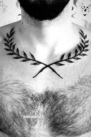 Leaf Tattoo For Men, Leaf Tattoo On Chest, Trees Tattoo, Tattoo On Chest, Tattoo Neck, Tattoo Chest, Leaf Tattoo, Ancient Tattoo, Tree Tattoo