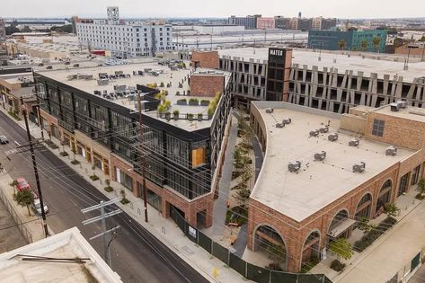 Spotify will open regional headquarters in LA’s Arts District - Curbed LA Art District Los Angeles, Boutique Office, Retail Office, New Urbanism, Industrial District, Residential Building Design, Courtyard Design, Mix Use Building, Los Angeles Art