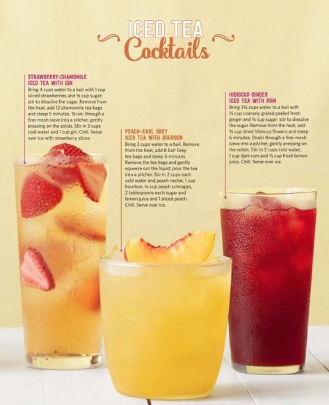 Food Network Iced Tea Cocktails Chamomile Tea Recipe, Tea Mocktail, Apple Delight, Mixology Recipes, Iced Tea Cocktails, Pour Decisions, Tea Drink Recipes, Ginger Slice, Tea Cocktails