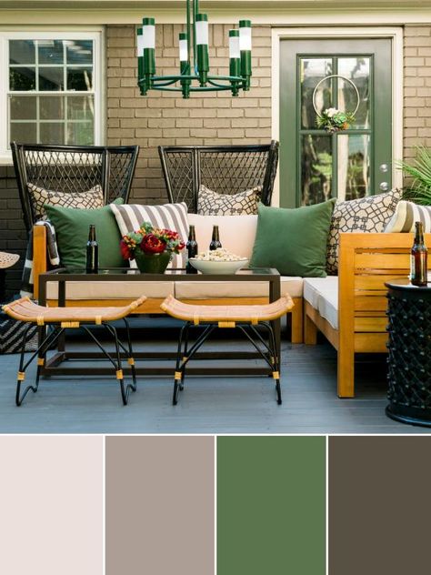 Serene + Evergreen | HGTV >> http://www.hgtv.com/design-blog/design/fall-color-palettes-were-loving?soc=pinterest Outdoor Fall Decor Ideas, Patio Pictures, Design Blogs, Fall Outdoor Decor, Fall Outdoor, Deck Decorating, Green Space, Outdoor Rooms, Outdoor Entertaining