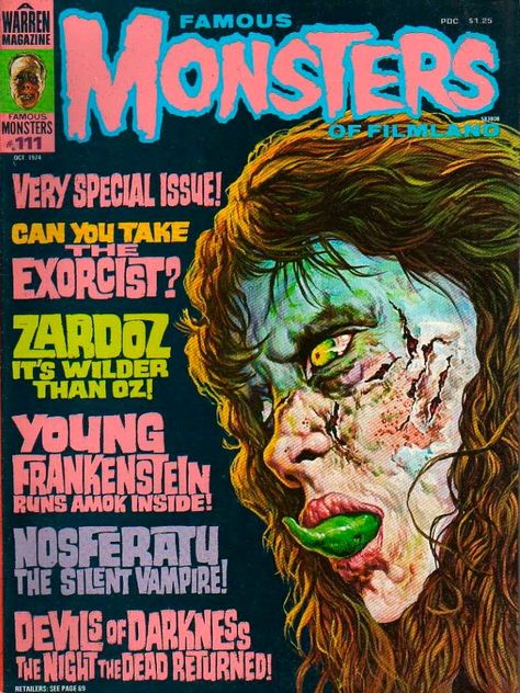 Famous Monsters rag, 1974  Exorcist Monster Magazine, Exorcist Movie, Young Frankenstein, Christopher Lee, Famous Monsters, Horror Monsters, Fiction Movies, Horror Book, Sci Fi Horror