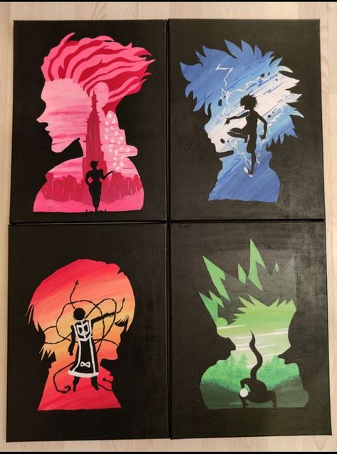 Hunter Hunter Painting, Hunter X Hunter Painting Canvases, Hxh Painting, Hisoka Painting, Killua Painting, Hunter X Hunter Painting, Simple Anime Painting, Anime Paintings Canvases, Anime Business