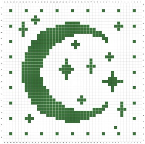 Crochet Tapestry Pattern Moon, Moon Crochet Tapestry, Crochet Tapestry Pattern Black And White, Simple Crochet Grid Patterns, Tapestry Crochet Patterns Free Easy, Moon Grid Pattern, Pixel Grid Crochet Easy Simple, Grid Crochet Patterns 30x30, Small Grid Crochet Patterns