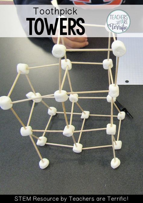 A tower building STEM project is the perfect problem-solving and team building challenge. Students will work together to create the best or tallest version of the tower. This resource includes lesson plans already written for you with lab sheets labeled with the Engineering Design Process. Build a Toothpick tower today! #STEMchallenge Fairy Tale Stem, Molecular Geometry, Projects School, Decomposing Numbers, Stem Classes, Stem Resources, Education Games, Engineering Design Process, Problem Solving Activities