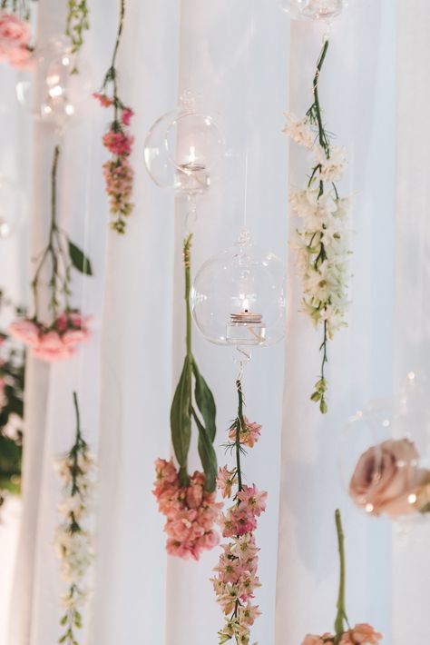 Hanging Faux Flowers From Ceiling, Flower Decor For Birthday, Flowers Falling From Ceiling, Hanging Floral Wedding Backdrop, Strung Flowers Backdrop, Flowers Hanging Over Table, Flowers Hanging Upside Down, Hanging Roses Decor, Diy Floral Ceiling Hanging Flowers