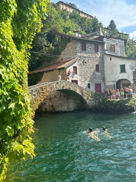 Lake Como Vacation, Italian Lake House, Lake Como Spring, Lake Como House, Lake Como Summer Aesthetic, Lake Como Swimming, Italy Swimming, Nesso Italy, Lake Como Mountains