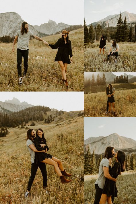 Couples Photo Shoot Mountains, Mountain Fall Photoshoot, Colorado Couple Photoshoot, Couples Photoshoot In Mountains, Couples Photoshoot Boho, Hiking Couples Photoshoot, Mountain Top Photoshoot, Mountain Couple Shoot, Couples Photos Mountains