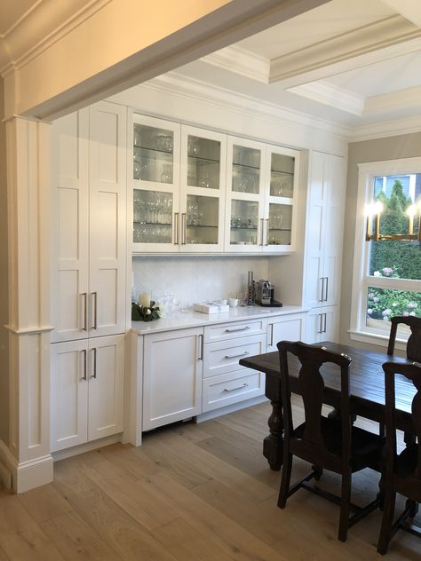 Dresser Cabinet Kitchen, Serving Cabinet Dining Room, Dining Area Cabinet Design, Dining Area Cabinets Storage, 12 Inch Base Cabinet Ideas, Add On Pantry, Dining Room With Butlers Pantry, Bedroom Turned Dining Room, Buffet Cabinet Built In