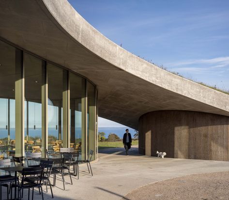 Skamlingsbanken Visitor Center by CEBRA | Trade fair & exhibition buildings Visitor Center Architecture, Denmark History, Danish Architecture, Exhibition Building, Kengo Kuma, Architecture Awards, Exposed Concrete, Terrazzo Flooring, Aarhus