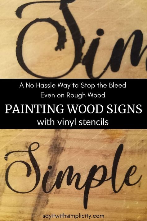 Do you struggle with getting crisp lines when stenciling wood signs? Have you tried all the supposed tried and true methods? How about a fresh take on painting wood signs with vinyl stencils! Lettering On Wood Signs Diy, Stenciled Signs On Wood, Stencil On Wood Wooden Signs, Using Stencils On Wood, Stain Stencil On Wood, How To Paint With Stencils On Wood, Vinyl Stencils For Wood Signs, Stencil Painting On Wood, Wood Stencil Designs