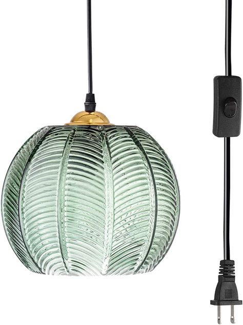 Plug In Hanging Light, Plug In Chandelier, Green Pendant Light, Mid Century Modern Chandelier, Globe Ceiling Light, Plug In Pendant Light, Pendant Lighting Bedroom, Swag Light, Ceiling Lights Living Room