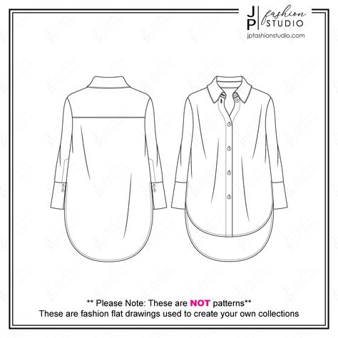 View my entire collection of fashion figures & Technical drawings, which are perfect for creating fashion collections as well as Tech Packs. Click to shop now!  ** Please Note: These are NOT patterns**  These are fashion flat drawings used to create your own collections. Women Oversized Blouse Vector Fashion Flat Flat Sketch Of Shirt, Oversized Shirt Flat Sketch, Oversized Shirt Sketch, Oversized Shirt Technical Drawing, T Shirt Pattern Design, Women Shirt Flat Sketch, Woman Shirt Design, Blouse Drawing Sketches, High Low Shirt Outfit