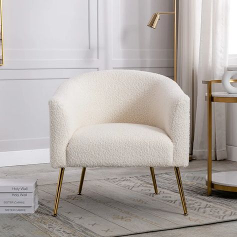 Living Room Chairs Comfy, Sherpa Accent Chair, Comfy Accent Chairs, Teddy Fabric, Home Office Living Room, Single Sofa Chair, Arm Chairs Living Room, Bedroom Chair, Upholstered Arm Chair