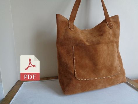 Leather Tote Bag Pdf Pattern DIY Leather Bag Template A4 | Etsy Tote Bag Pattern Leather, Crochet Bag Pattern Tote, How To Make Leather, Minimal Wallet, Bag Template, Diy Leather Projects, Leather Wallet Pattern, Leather Bag Pattern, Snap Wallet