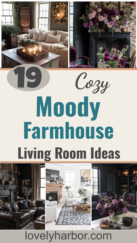 19 Cozy Moody Farmhouse Living Room Ideas That Wow Farmhouse Living Room Mood Board, Cozy Eclectic Home Decor, Warm Inviting Living Rooms, Primitive Living Room Decor, Kirklands Home Decor Living Room, Cozy Moody Living Room, Moody Farmhouse Living Room, Minimal Farmhouse Decor, Traditional Farmhouse Living Room