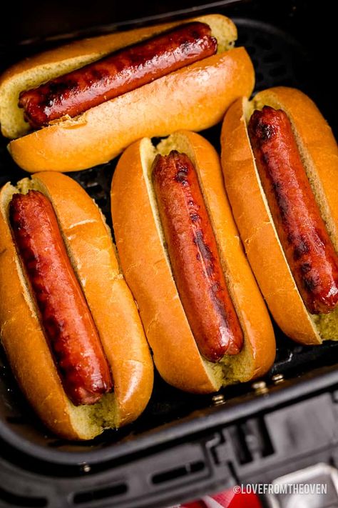 Air Fryer Hot Dogs, Fried Hot Dogs, Small Air Fryer, Grilling Hot Dogs, Air Fryer Oven Recipes, Hot Dog Recipes, Air Fryer Dinner Recipes, Air Fryer Recipes Easy, Air Fryer Recipes Healthy