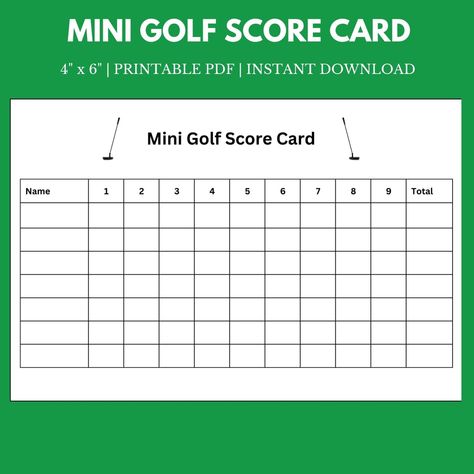 Mini Golf Score Card Golf Score Card, Scorecard Template, Mini Golf Party, Golf Scorecard, Superman Birthday, Readable Fonts, Golf Score, Miniature Golf, Golf Party