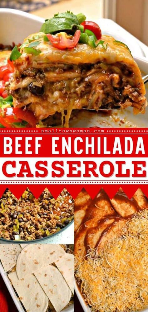 Hamburger Meat Enchilada Casserole, Beef And Cheese Enchilada Casserole, Beef Enchalidas Recipes, What To Do With Enchilada Sauce, Enchilada Bake Beef, Beef Burrito Casserole, Enchiladas Beef, Enchiladas Casserole, Beef Enchilada Casserole