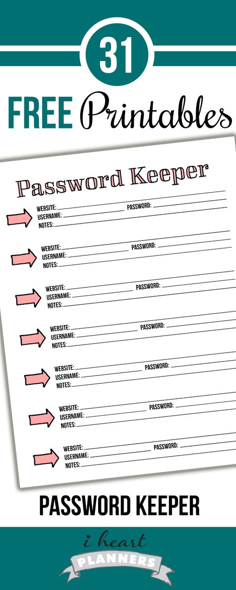 Printable Password Tracker, Password Keeper, Organization Printables, Diy Planner, Printable Labels, Day Planners, Life Organization, Planner Organization, Planner Pages