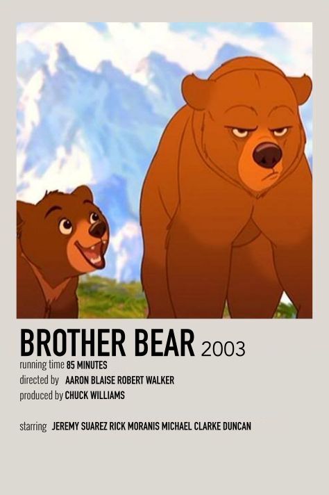 Polaroid Movie Poster, Movie Character Posters, Disney Movie Posters, Iconic Movie Posters, Movie Card, Film Posters Minimalist, Disney Animated Movies, Brother Bear, Film Posters Vintage