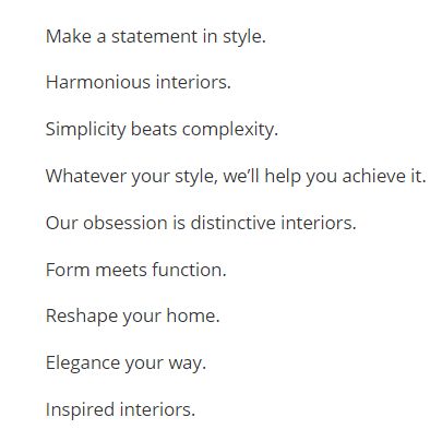 Here is a list of the most popular interior design slogans and taglines used in advertising campaigns over the past year. Posted on May 30, 2013 by Brandon Gaille Interior Design Slogans Quotes, Interior Ads, Architecture Business Cards, Office Wall Colors, Design Company Names, Guest Bathroom Design, Architecture Business, Interior Design Quotes, Interior Design Instagram