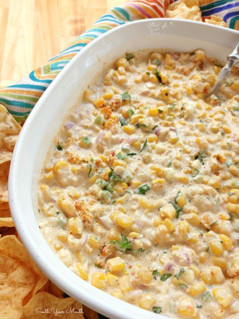 Hot Dip Ideas Crock Pot, Hot Creamy Corn Dip, Cheese Bean Dip Crock Pot, Mexican Street Corn Dip With Cream Cheese, Tex Mex Corn Dip, Cheesy Street Corn Dip, Slow Cooker Elote Dip, Spicy Corn Dip Crock Pot, Crock Pot Mexican Corn