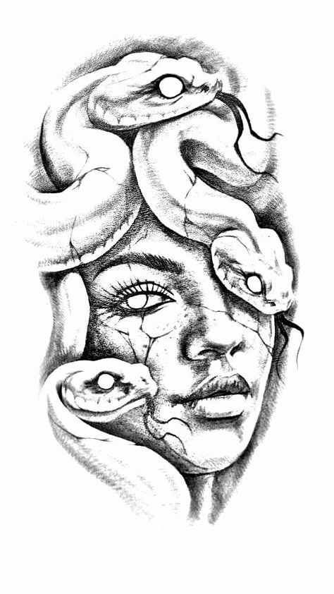 Medusa Drawing, Chest Tattoo Ideas, Medusa Tattoo Design, Greek Mythology Tattoos, Tattoo Outline Drawing, Stippling Art, Spine Tattoos For Women, Mythology Tattoos, Medusa Tattoo