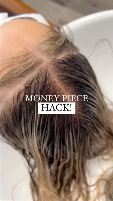 Mini Money Piece Hair, Money Piece Ponytail, Money Piece Hair Medium Length, At Home Money Piece Hair, Moneypiece Bangs, Money Piece Diy, Money Piece Fringe, Money Piece Tutorial, How To Do Money Piece Hair At Home