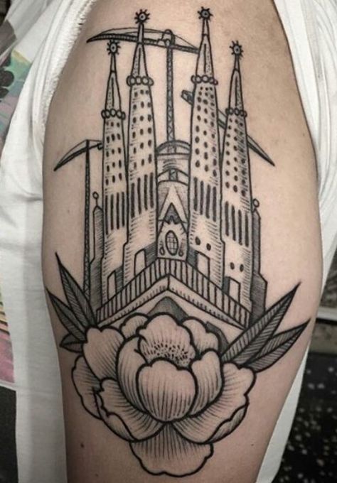 Sagrada Familia Sagrada Familia Tattoo, Tattoo You, New Tattoos, Geometric Tattoo, Body Art, Tattoo Designs, Barcelona, Tattoos, Quick Saves