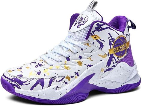 Amazon.com | WELRUNG Men's Women's High Top Basketball Shoes Breathable Non Slip Outdoor Sneakers Fashion Shoes Purple 8/6.5 US | Basketball Purple Basketball Shoes, Purple Basketball, High Top Basketball Shoes, Top Basketball Shoes, Shoes Purple, Womens Basketball Shoes, Breathable Sneakers, Sports Fashion, Basketball Sneakers