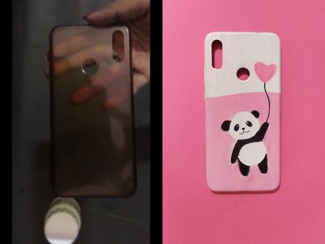 Acrylic painting on my mobile cover Mbl Cover Painting, Acrylic Painting On Mobile Cover, Cute Mobile Cover Painting, Mobile Back Cover Painting, Phone Cover Painting Acrylic, Phone Case Painting Ideas Acrylic, Panda Phone Cover, Mobile Cover Diy, Mobile Cover Painting