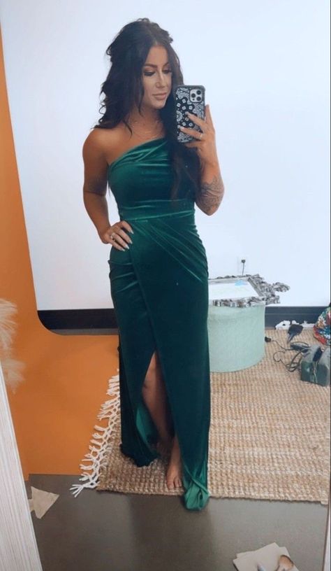 Women’s Dress Ruched Velvet Gown One Shoulder High Side Split Bodycon Backless Maxi green Gown One Shoulder, Chelsea Houska, Velvet Gown, Casual Preppy Outfits, Dress Up Outfits, Winter Wedding Dress, Mom Dress, Casual Fall Outfits, Formal Evening Dresses